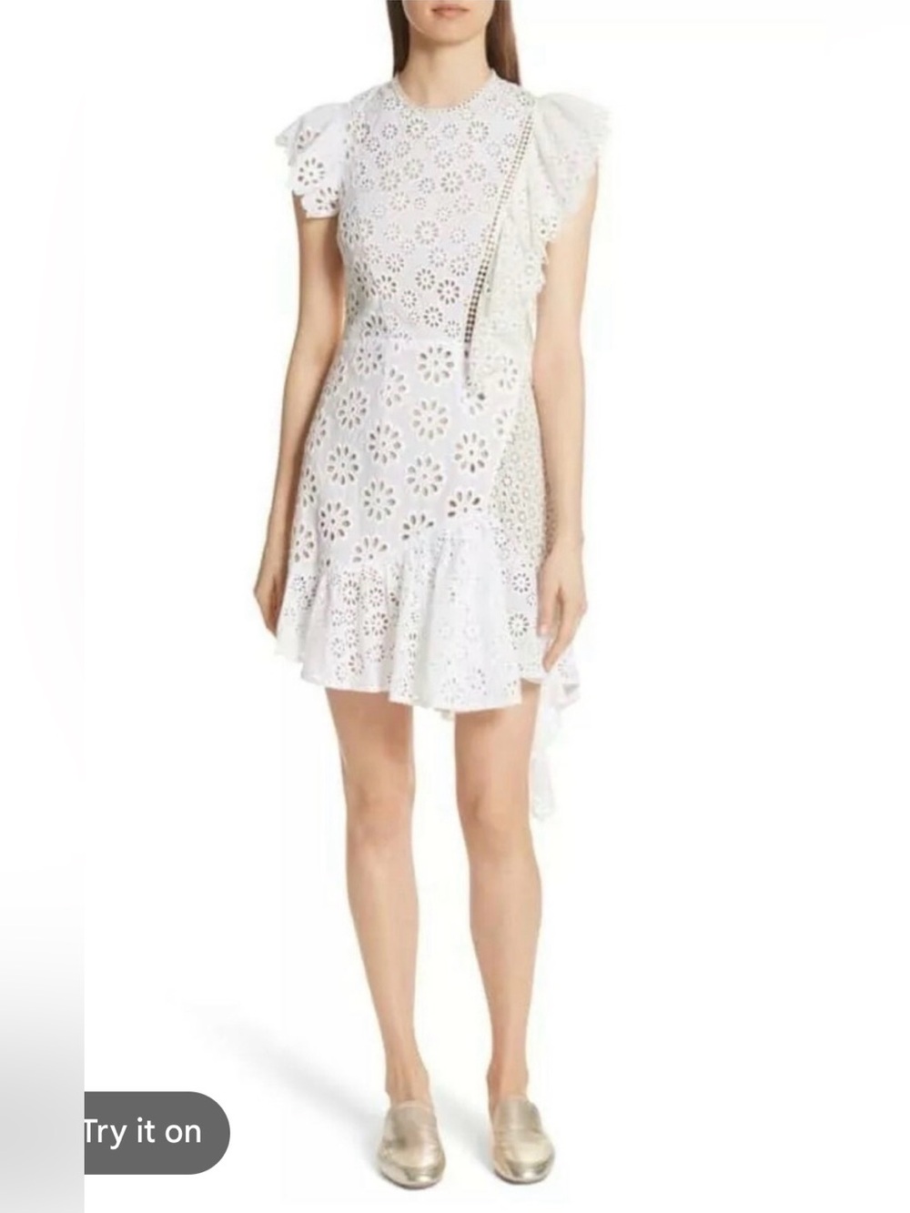 New SEA New York Eddie Eyelet Ruffle Mini Dress, Size 4